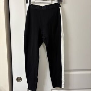 Vera Wang Simply Vera  Leggings Women Large Black White Stripe Stretchy Pull On